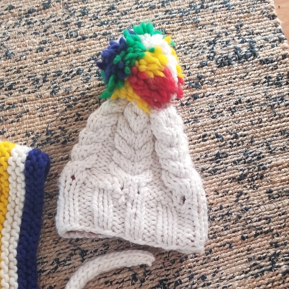 Handmade Ooak Hudson Bay Stripped Knit Poncho and Hat - Picture 3 of 8